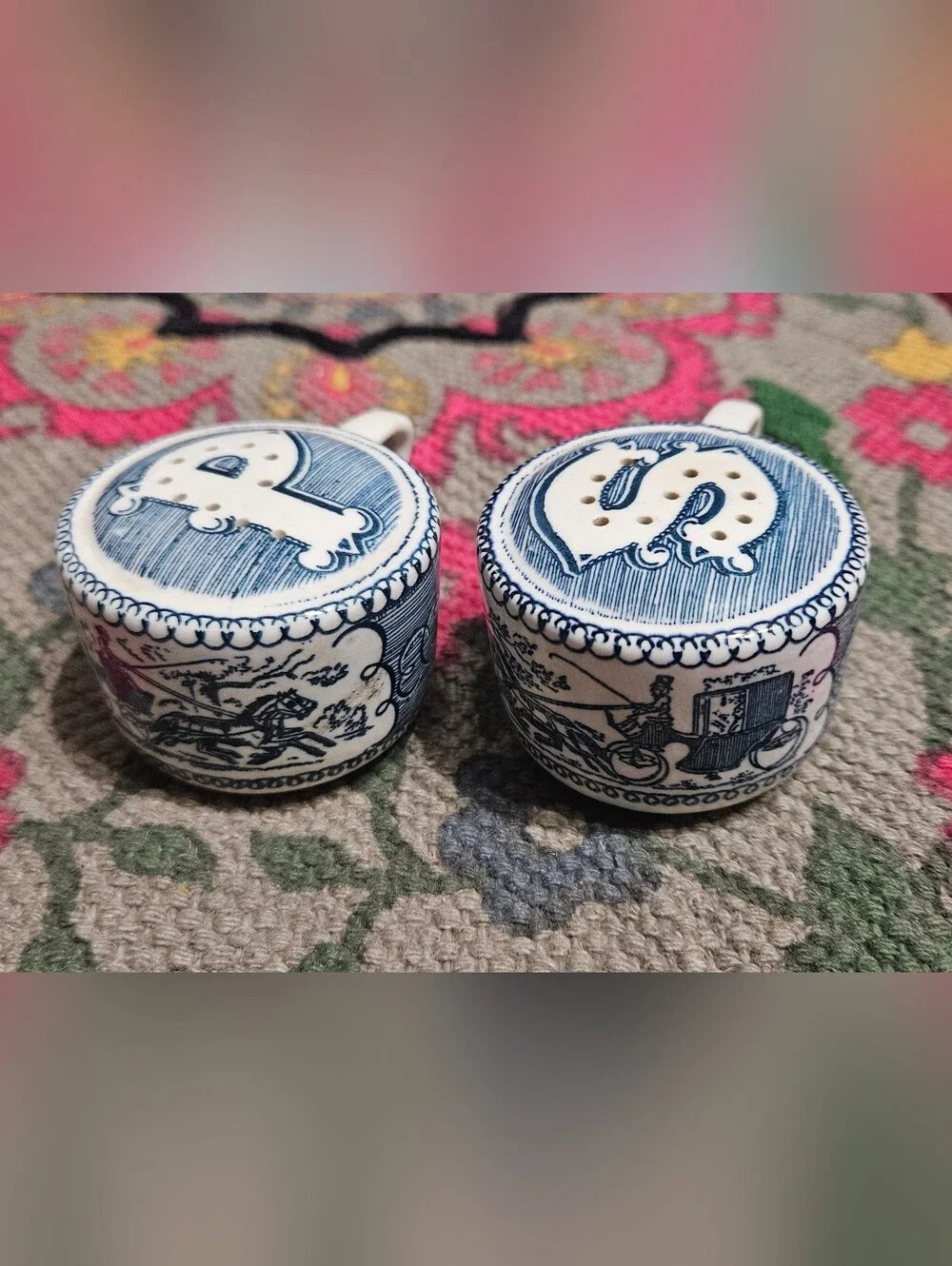Vintage Currier & Ives Salt and Pepper Shakers
